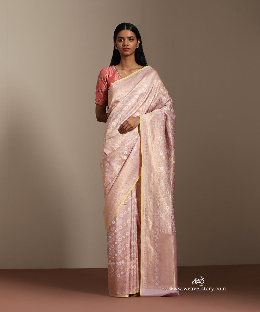 Soft_Pink_Handloom_Pure_Soft_Katan_Silk_Banarasi_Saree_Kimkhab_Saree_With_Aadi_Floral_Jall_And_Yellow_Selvedge_WeaverStory_01