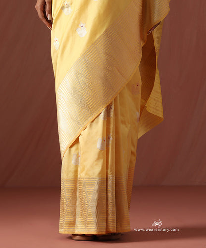 Yellow_Handloom_Pure_Katan_Silk_Banarasi_Kadhwa_Squirrel_Motifs_Saree_With_Wide_Woven_Border_WeaverStory_04