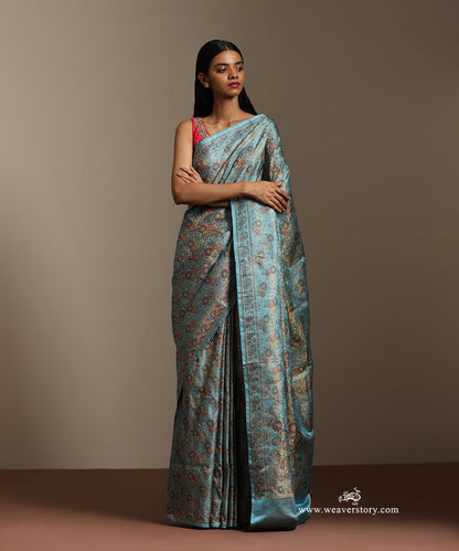 Ice_Blue_Handloom_Pure_Katan_Silk_Tanchoi_Jamawar_Saree_With_Allover_Multi_Colour_Floral_Jall_WeaverStory_01