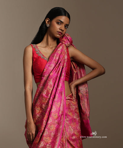 Rani_Pink_Handloom_Pure_Katan_Silk_Tanchoi_Jamawar_Saree_With_Allover_Paisley_Broder_Pallu_WeaverStory_02