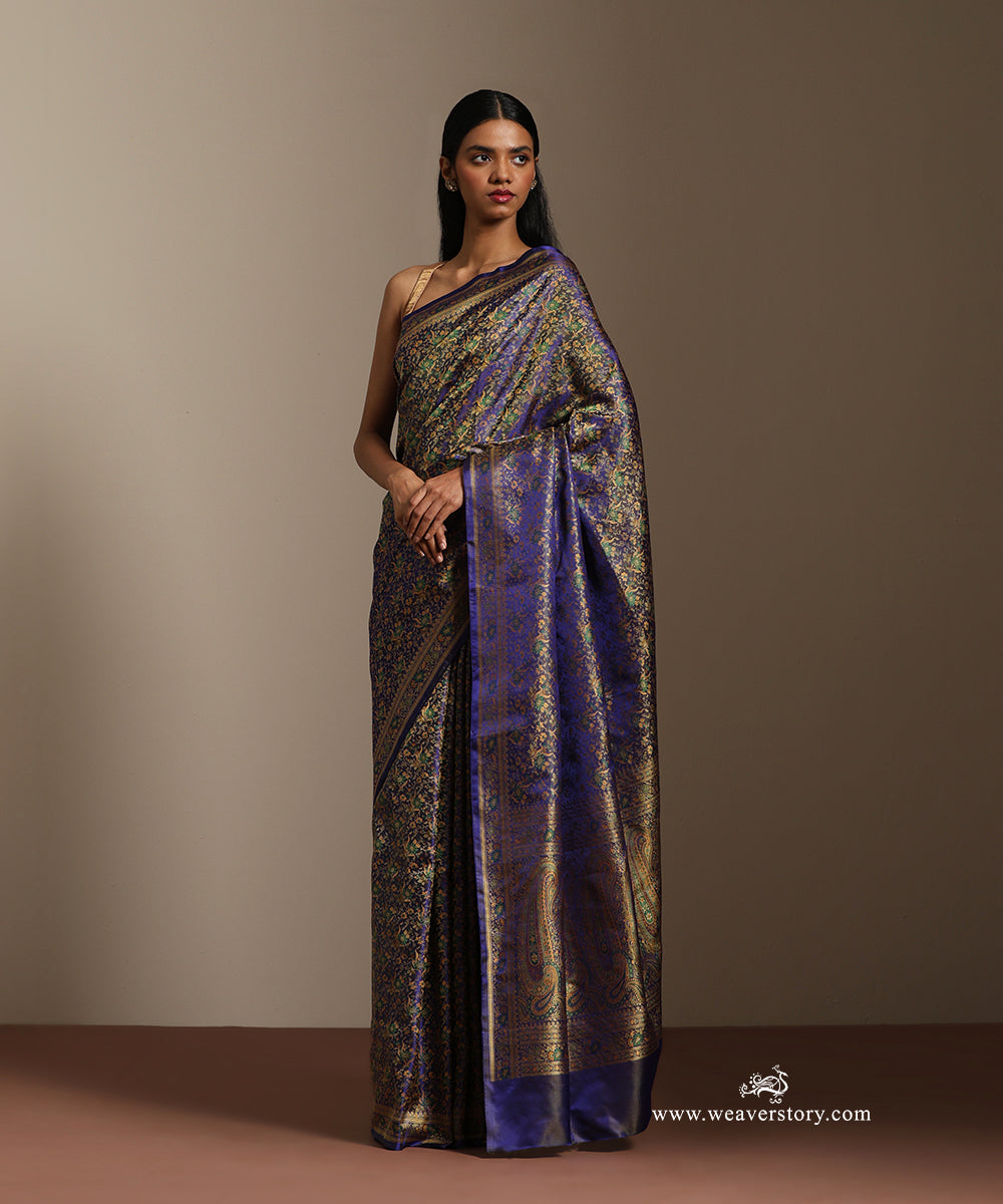 Blue_Handloom_Pure_Katan_Silk_Tanchoi_Jamawar_Saree_With_Allover_Flower_Jalland_Paisley_On_Pallu_WeaverStory_01