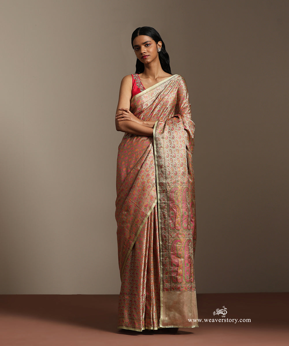 Baige_And_Pastel_Green_Handloom_Pure_Katan_Silk_Tanchoi_Jamawar_Saree_With_Meenakri_Small_Paisley_WeaverStory_01