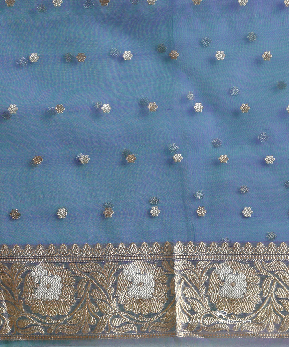 Peocock_Blue_Pure_Kora_Silk_Banarasi_Saree_With_Kadhwa_Sona_Rupa_Booti_WeaverStory_05