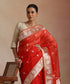 Tomato_Red_Pure_Kora_Silk_Banarasi_Saree_With_Kadhwa_Komal_Booti_And_Guldasta_Motif_On_Pallu_WeaverStory_01