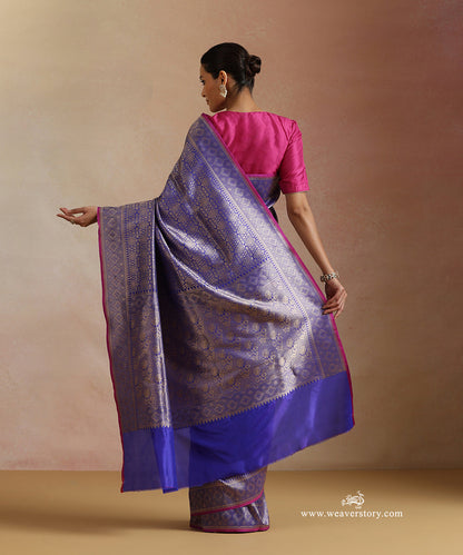 Electric_Blue_Handloom_Pure_Katan_Silk_Kimkhab_Banrasi_Saree_With_Purple_Selvedge_WeaverStory_03