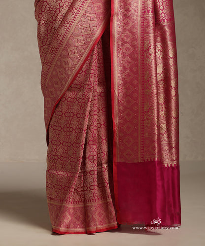 Pink_Handloom_Pure_Katan_Silk_Kimkhab_Banarasi_Saree_With_Orangish-Red_Selvedge_WeaverStory_04