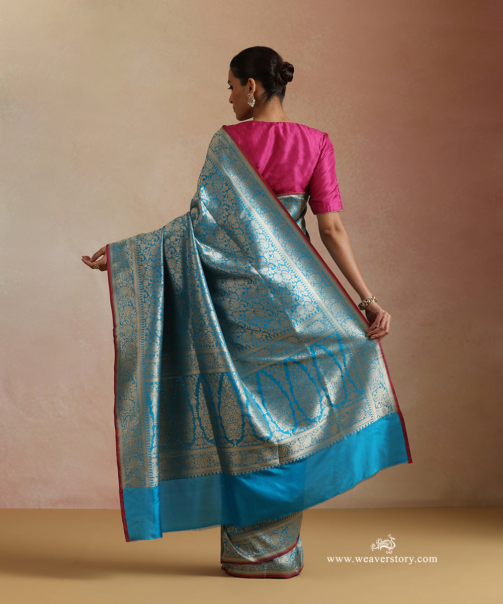 Firozi_Handloom_Pure_Katan_Silk_Kimkhab_Banrasi_Saree_With_Flower_Jall_WeaverStory_03