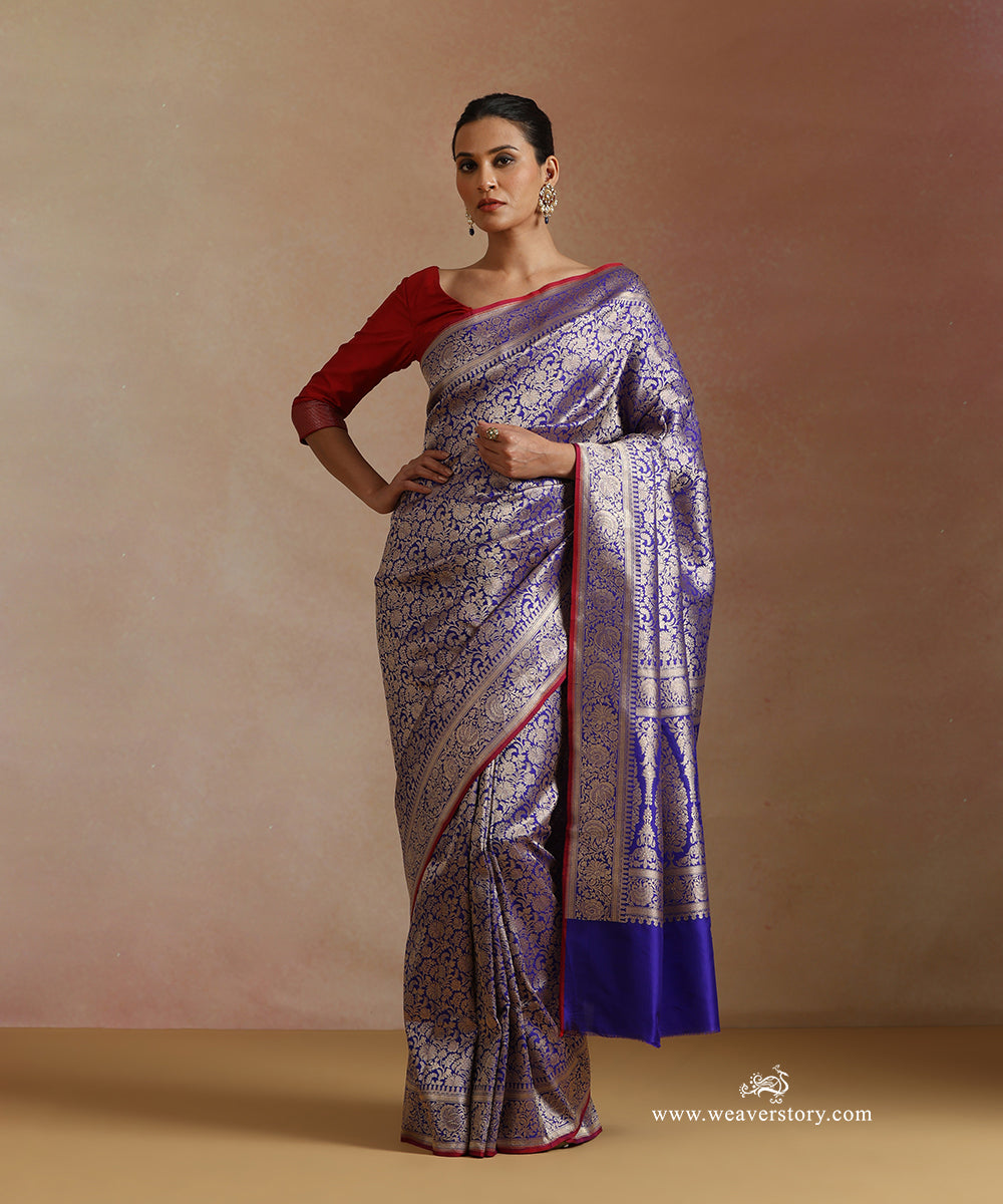Electric_Blue_Handloom_Pure_Katan_Silk_Kimkhab_Banrasi_Saree_With_Flower_Jall_WeaverStory_02