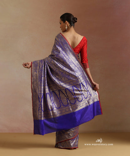Electric_Blue_Handloom_Pure_Katan_Silk_Kimkhab_Banrasi_Saree_With_Flower_Jall_WeaverStory_03