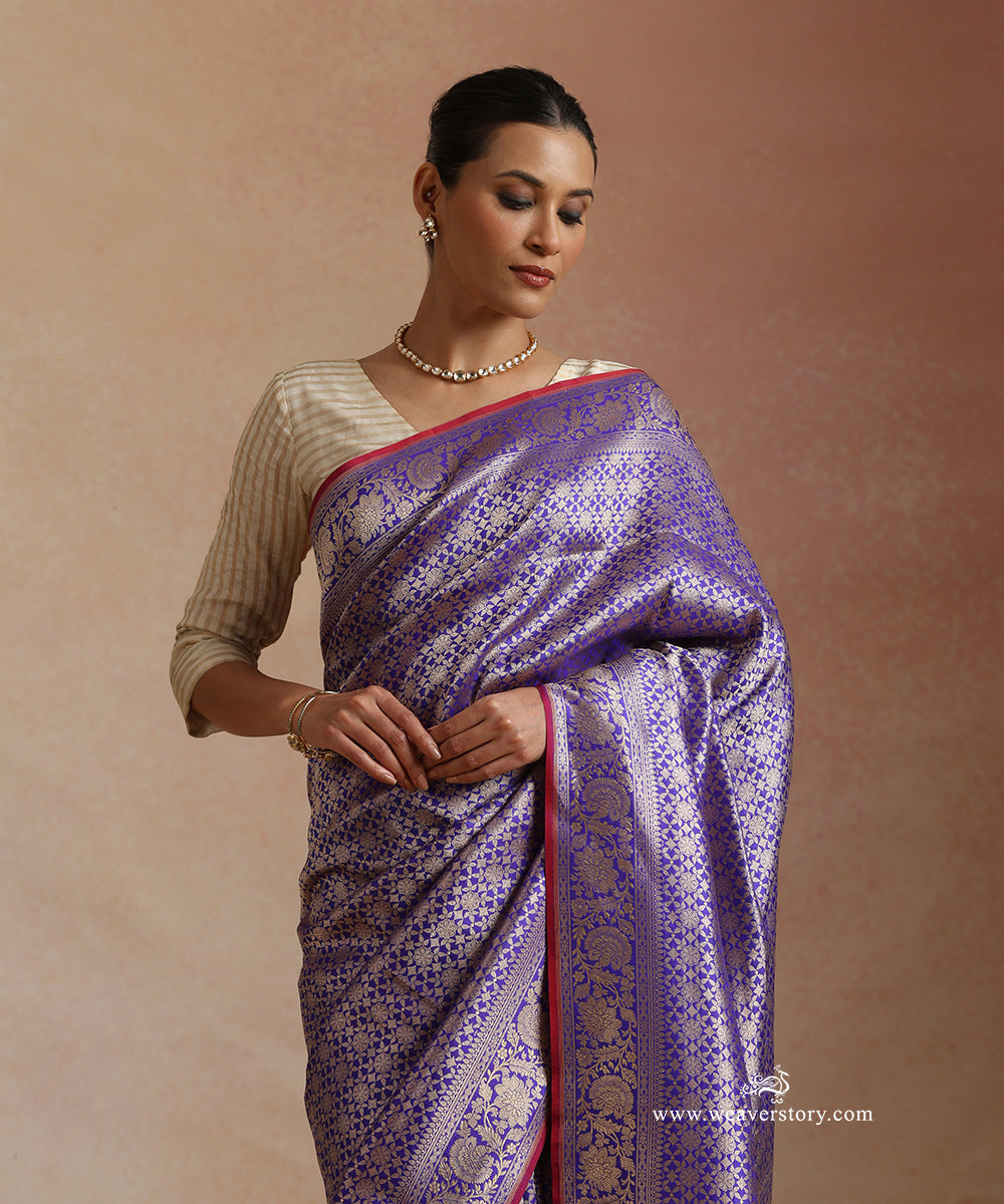 Electric_Blue_Handloom_Pure_Katan_Silk_Kimkhab_Banrasi_Saree_With_Samll_Flower_WeaverStory_01