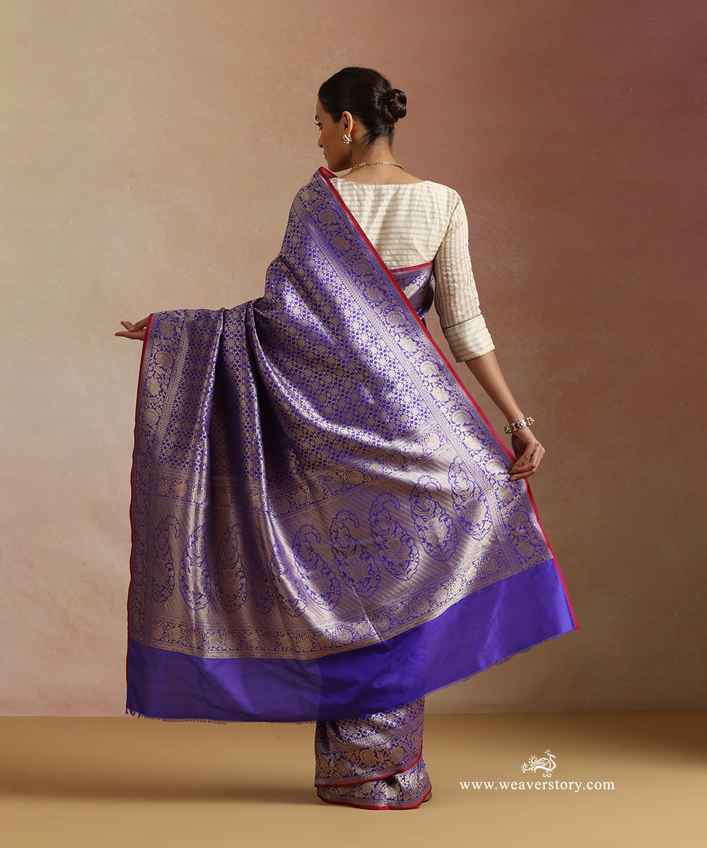 Electric_Blue_Handloom_Pure_Katan_Silk_Kimkhab_Banrasi_Saree_With_Samll_Flower_WeaverStory_03
