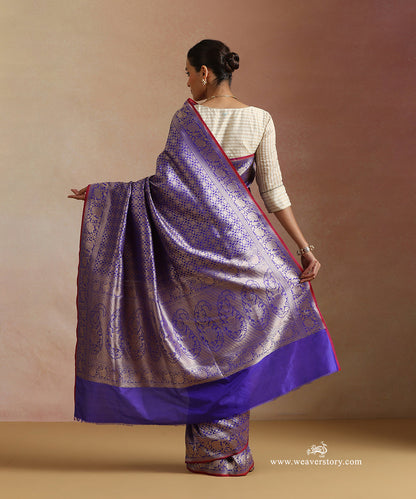 Electric_Blue_Handloom_Pure_Katan_Silk_Kimkhab_Banrasi_Saree_With_Samll_Flower_WeaverStory_03