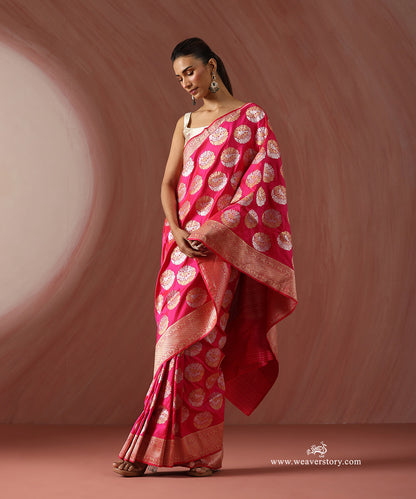 Pink_Handloom_Pure_Katan_Silk_Banarasi_Saree_With_Kadhwa_Birds_Boota_WeaverStory_01