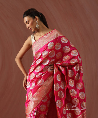 Pink_Handloom_Pure_Katan_Silk_Banarasi_Saree_With_Kadhwa_Birds_Boota_WeaverStory_02