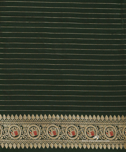 Bottle_Green_Handloom_Pure_Katan_Silk_Banarasi_Kadhwa_Rabbit_Booti_Saree_With_Meenakar_Elephant_On_Border_WeaverStory_05