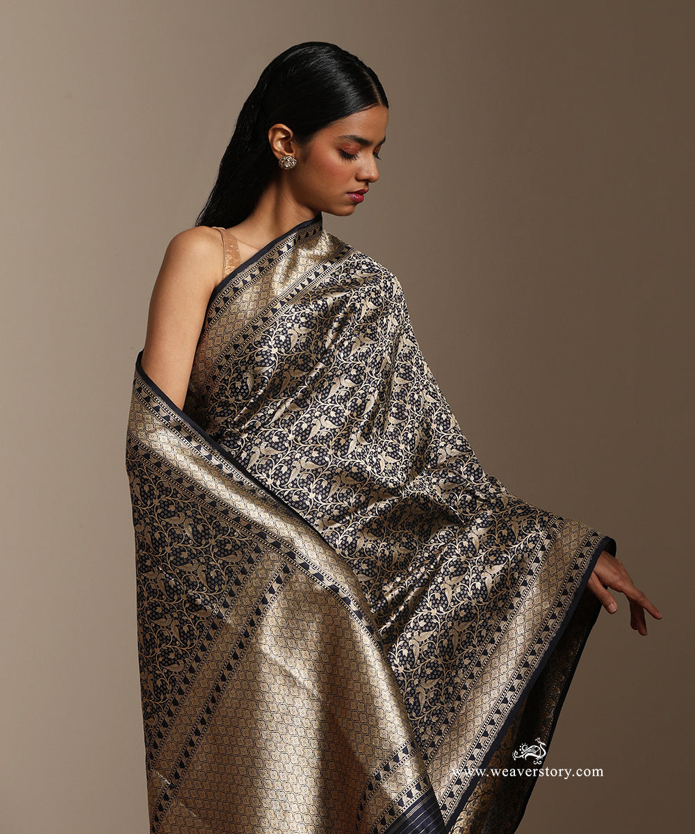 Blue_Handloom_Pure_Katan_Silk_Banarasi_Kimkhab_Birds_Motifs_Saree_WeaverStory_02