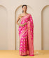 Pink_Handloom_Pure_Georgette_Banarasi_Kadhwa_Flower_Jaal_Saree_With_Sona_Zari_Border_WeaverStory_01