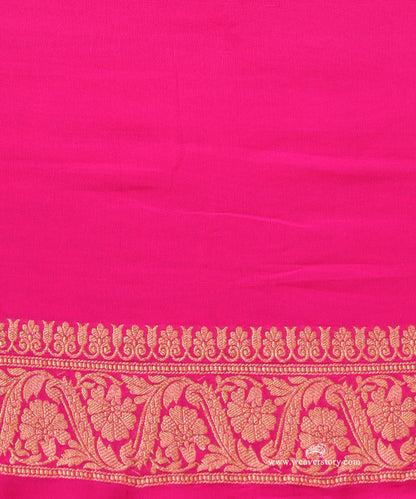 Pink_Handloom_Pure_Georgette_Banarasi_Kadhwa_Flower_Jaal_Saree_With_Sona_Zari_Border_WeaverStory_05
