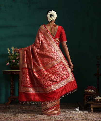 Red_Handloom_Real_Zari_Pure_Katan_Silk_Banarasi_Saree_With_Small_Elephant_And_Peacock_Motifs_With_Purple_Meena_WeaverStory_03