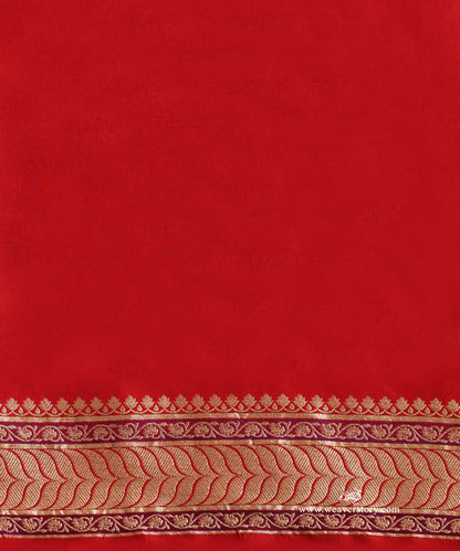 Vaidehi — Red Handloom Real Zari Banarasi Saree in Pure Katan Silk With Peacock &amp;amp; Elephant Motifs