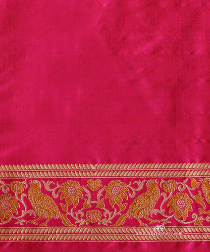 Charumati — Pink Handloom Real Zari Banarasi Shikargah Saree With Meenakari Birds
