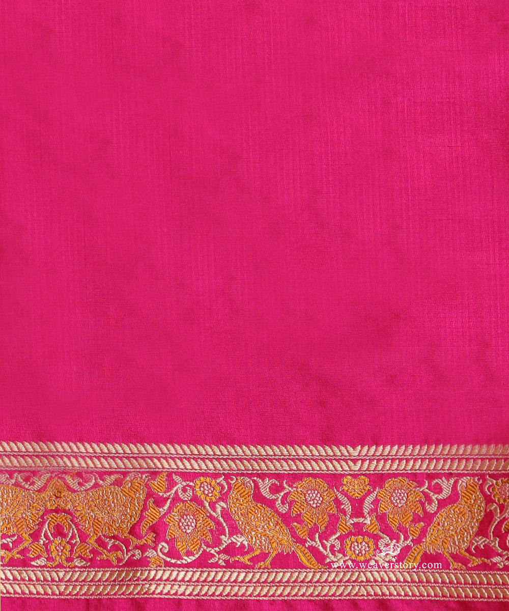 Pink_Handloom_Pure_Katan_Silk_Real_Zari_Shikargah_Banarasi_Saree_With_Mustard_Meena_Birds_On_Border_WeaverStory_05