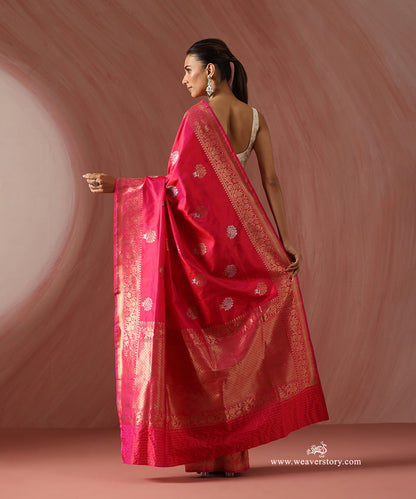 Pink_Handloom_Pure_Katan_Silk_Banarasi_Saree_With_Deer_And_Tree_Boota_With_Elephant_And_Peacock_Motif_Border_WeaverStory_03