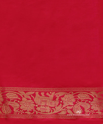 Pink_Handloom_Pure_Katan_Silk_Banarasi_Saree_With_Deer_And_Tree_Boota_With_Elephant_And_Peacock_Motif_Border_WeaverStory_05