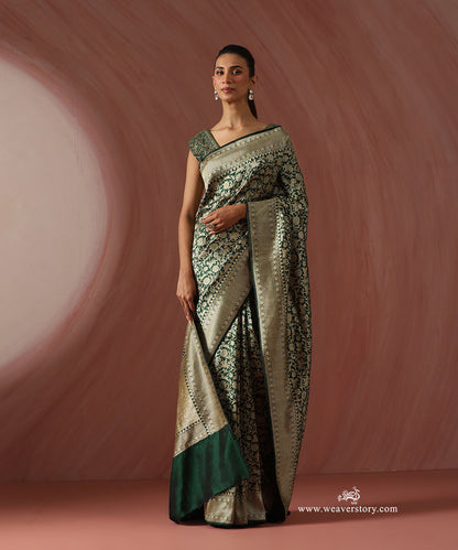 Green_Handloom_Pure_Katan_Silk_Banarasi_Shikargah_Saree_WeaverStory_01