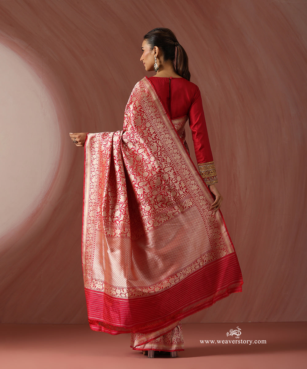 Pink_Handloom_Pure_Katan_Silk_Banarasi_Shikargah_Saree_WeaverStory_03