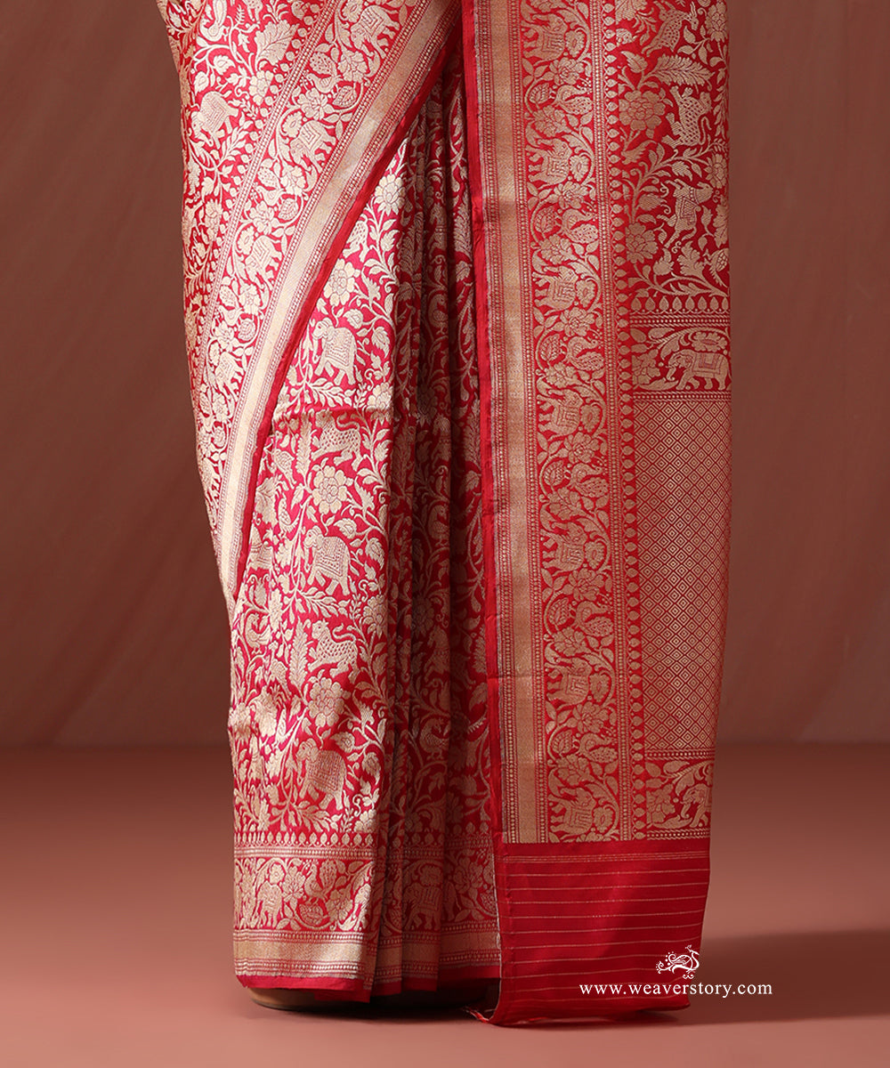Pink_Handloom_Pure_Katan_Silk_Banarasi_Shikargah_Saree_WeaverStory_04