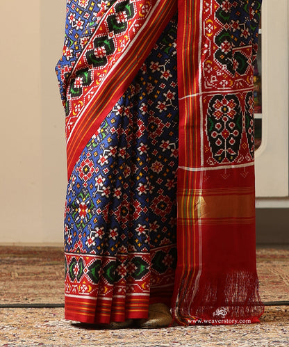 Red_Blue_Handloom_Double_Ikat_Patola_Traditional_Saree_WeaverStory_04