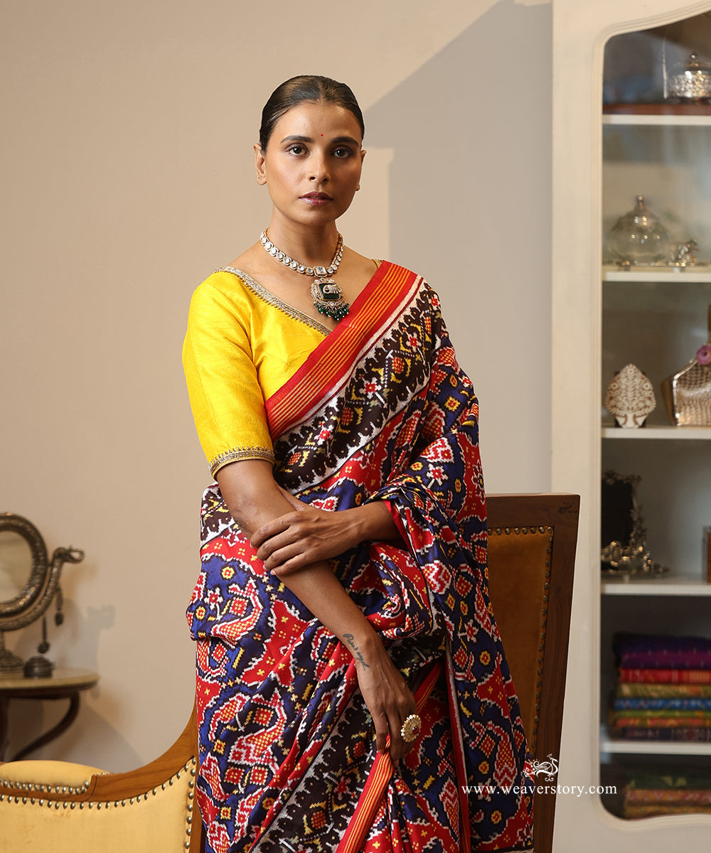 Red_Blue_Handloom_Double_Ikat_Patola_Saree_With_Fish_Motifs_WeaverStory_01