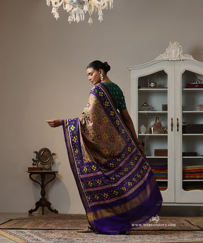 Purple_Handloom_Double_Ikat_Patola_Saree_With_Floral_Motifs_WeaverStory_03