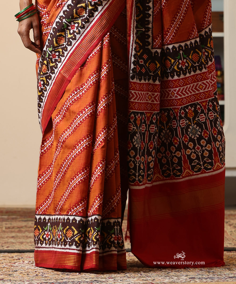 Rust_Handloom_Double_Ikat_Patola_Saree_WeaverStory_04