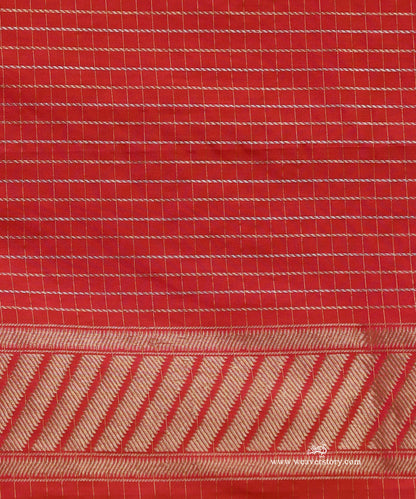 Orange_Handloom_Pure_Katan_Silk_Banarasi_Striped_Saree_With_Pink_Border_WeaverStory_05