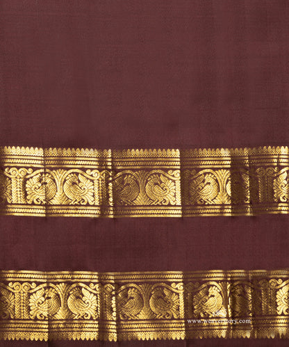 Coke_Brown_Pure_Silk_Kanjivaram_Saree_With_Annapakshi_And_Rudraksh_Booti_And_Annapakshi_Border_WeaverStory_05