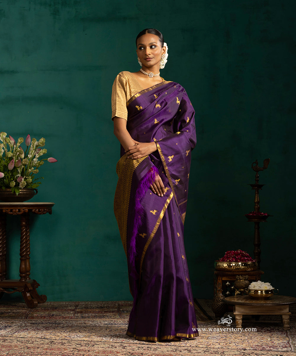 Purple_Pure_Zari_Pure_Silk_Kanjivaram_Saree_With_Deers_And_Narrow_Annapakshi_Border_WeaverStory_01