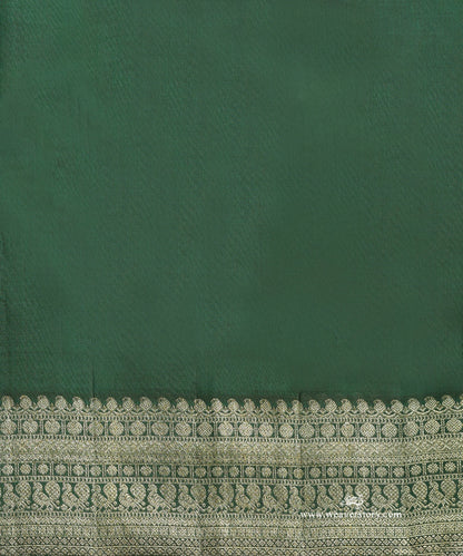 Bottle_Green_Pure_Silk_Kanjivaram_Saree_With_Antique_Silver_Zari_Stripes_And_Paisley_And_Annapakshi_Border_WeaverStory_05