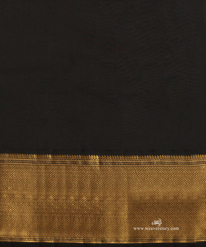 Turmeric Yellow Pure Silk Pure Zari Kanjivaram Saree With Rudraksh And Annapakshi Motifs And Black Korwai Border