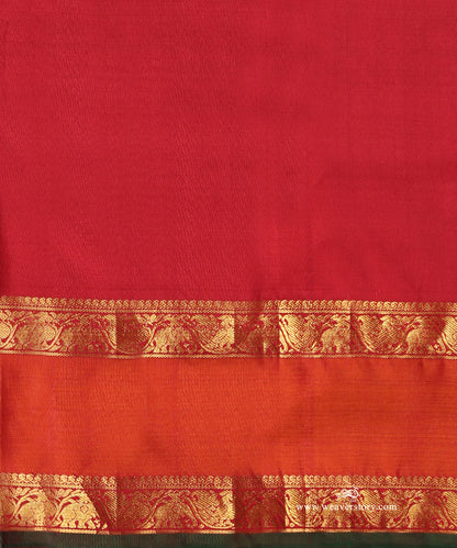 Mango_Yellow_Handloom_Pure_Kanjivaram_Saree_With_Bootas_And_Orange_And_Red_Elephant_Motifs_Korwai_Border_WeaverStory_05