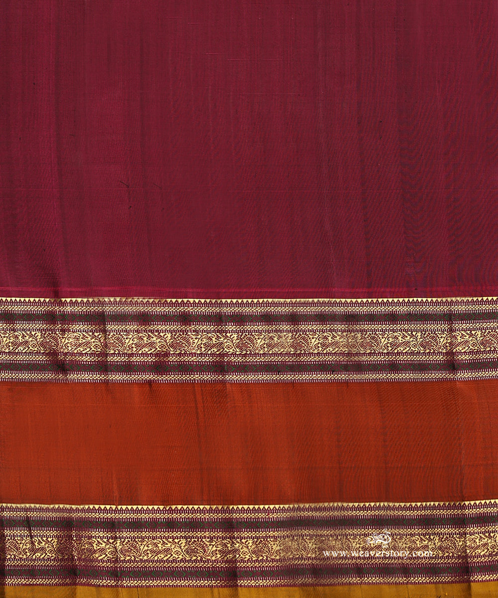 Aqua_Green_Handloom_Pure_Silk_Kanjivaram_Silk_Saree_With_Deer_Motifs_And_Rust_Korwai_Border_WeaverStory_06
