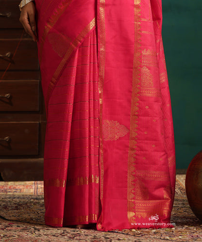 Hot_Pink_Handloom_Pure_Silk_Pure_Zari_Kanjivaram_Saree_With_Ganderberunda_Motif_With_Veldhari_And_Temple_Border_WeaverStory_04