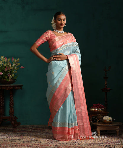 Sky_Blue_Pure_Silk_Pure_Zari_Kanjivaram_Saree_With_Ganderberunda_Motif_And_Pink_Korwai_Border_WeaverStory_01