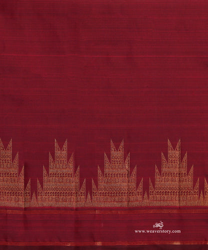Maroon_Handloom_Pure_Silk_Pure_Zari_Kanjivaram_Saree_With_Temple_Border_WeaverStory_05