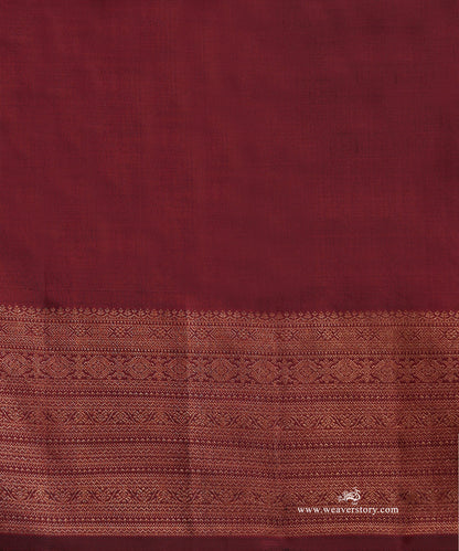 Bottle_Green_Handloom_Pure_Silk_Pure_Zari_Kanjivaram_Saree_With_Ganderberunda_Motifs_And_Wine_Korwai_Border_WeaverStory_06