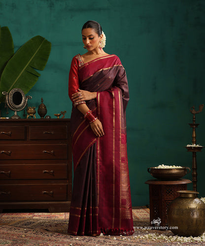 Wine_Handloom_Pure_Silk_Pure_Zari_Striped_Saree_With_Chakram_Motifs_And_Maroon_Korwai_Border_WeaverStory_01