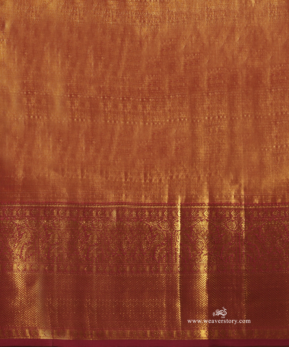 Wine_And_Gold_Pure_Tissue_Silk_Kanjivaram_Saree_With_Purple_Border_With_Chevron_And_Peacocks_WeaverStory_05