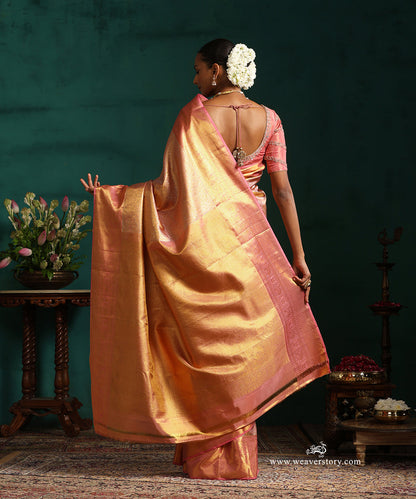 Pastel_Pink_And_Gold_Pure_Silk_Tissue_Kanjivaram_Saree_With_Delicate_Jaal_And_Elephant_Motif_Border_WeaverStory_03