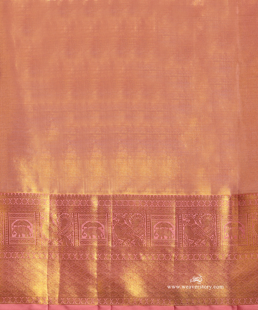 Pastel_Pink_And_Gold_Pure_Silk_Tissue_Kanjivaram_Saree_With_Delicate_Jaal_And_Elephant_Motif_Border_WeaverStory_05